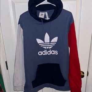 Adidas Men's Blue and Red Multicolor Hoodie Size Large